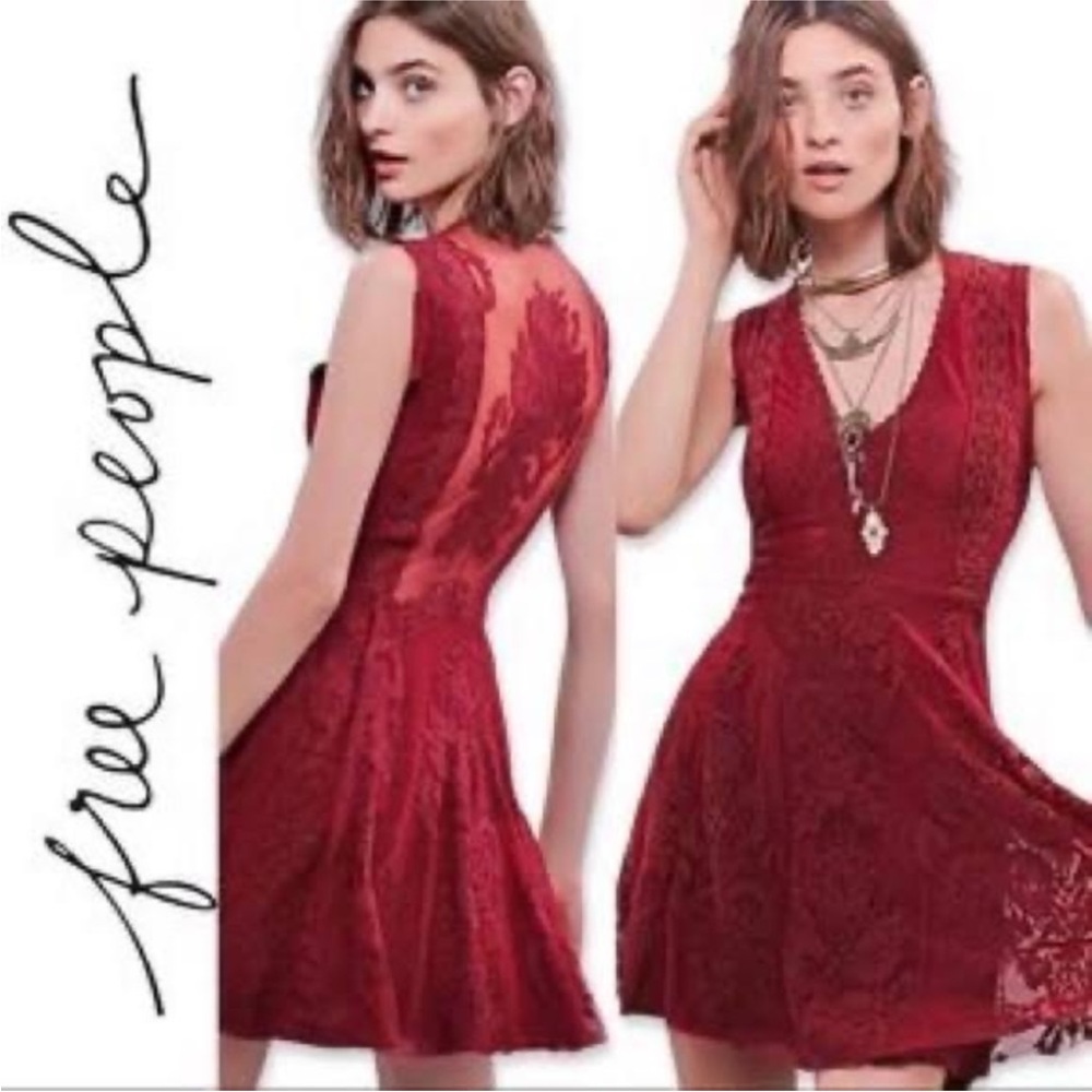 Free People Reign Over Me red lace dress size 0